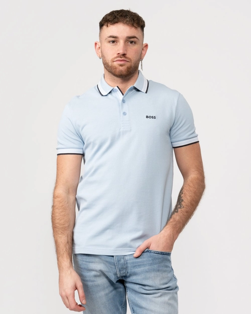 Hugo Boss Paddy Mens Organic Cotton Polo With Contrast Logo Details - Blue - Size 2XL